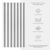 Cabana Striped Premium Beach Towels, Premium Cotton, 30x60 Inches, Soft, Absorbent, Sand Free Swim Towels
