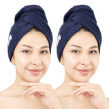 American Soft Linen 100% Cotton Hair Drying Towels for Women, 2 Pack Head Towel Cap - 75 Set Case Pack