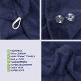 American Soft Linen 100% Cotton Hair Drying Towels for Women, 2 Pack Head Towel Cap - 75 Set Case Pack