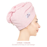 American Soft Linen 100% Cotton Hair Drying Towels for Women, 2 Pack Head Towel Cap - 75 Set Case Pack