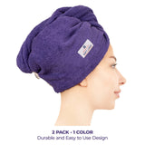 American Soft Linen 100% Cotton Hair Drying Towels for Women, 2 Pack Head Towel Cap - 75 Set Case Pack
