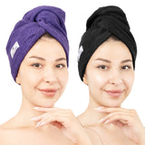 American Soft Linen 100% Cotton Hair Drying Towels for Women, 2 Pack Head Towel Cap - 75 Set Case Pack