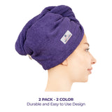 American Soft Linen 100% Cotton Hair Drying Towels for Women, 2 Pack Head Towel Cap - 75 Set Case Pack