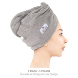 American Soft Linen 100% Cotton Hair Drying Towels for Women, 2 Pack Head Towel Cap - 75 Set Case Pack