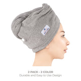 American Soft Linen 100% Cotton Hair Drying Towels for Women, 2 Pack Head Towel Cap - 75 Set Case Pack