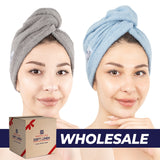 American Soft Linen 100% Cotton Hair Drying Towels for Women, 2 Pack Head Towel Cap - 75 Set Case Pack