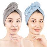 American Soft Linen 100% Cotton Hair Drying Towels for Women, 2 Pack Head Towel Cap - 75 Set Case Pack