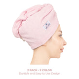 American Soft Linen 100% Cotton Hair Drying Towels for Women, 2 Pack Head Towel Cap - 75 Set Case Pack