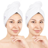 American Soft Linen 100% Cotton Hair Drying Towels for Women, 2 Pack Head Towel Cap - 75 Set Case Pack