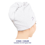 American Soft Linen 100% Cotton Hair Drying Towels for Women, 2 Pack Head Towel Cap - 75 Set Case Pack