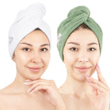 American Soft Linen 100% Cotton Hair Drying Towels for Women, 2 Pack Head Towel Cap - 75 Set Case Pack