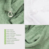 American Soft Linen 100% Cotton Hair Drying Towels for Women, 2 Pack Head Towel Cap - 75 Set Case Pack