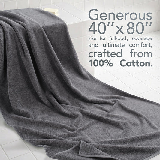 40x80 Inch Premium Bath Sheet OVERSIZED 100% Ring Spun Cotton, Luxury, Maximum Softness, Extra Large Bath Towel