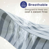 American Soft Linen 100% Washed Cotton Percale Duvet Cover Set – 200TC Yarn-Dyed Striped Bedding with 2 Pillow Shams