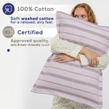 American Soft Linen 100% Washed Cotton Percale Duvet Cover Set – 200TC Yarn-Dyed Striped Bedding with 2 Pillow Shams