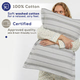 American Soft Linen 100% Washed Cotton Percale Duvet Cover Set – 200TC Yarn-Dyed Striped Bedding with 2 Pillow Shams