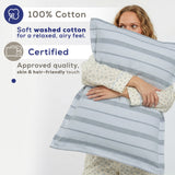American Soft Linen 100% Washed Cotton Percale Duvet Cover Set – 200TC Yarn-Dyed Striped Bedding with 2 Pillow Shams