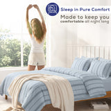 American Soft Linen 100% Washed Cotton Percale Duvet Cover Set – 200TC Yarn-Dyed Striped Bedding with 2 Pillow Shams