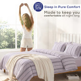 American Soft Linen 100% Washed Cotton Percale Duvet Cover Set – 200TC Yarn-Dyed Striped Bedding with 2 Pillow Shams