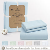 American Soft Linen 100% Washed Cotton Percale Duvet Cover Set – Soft Breathable Bedding Set with Pillow Shams