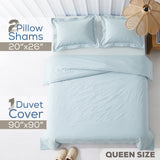 American Soft Linen 100% Washed Cotton Percale Duvet Cover Set – Soft Breathable Bedding Set with Pillow Shams