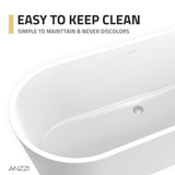Rossetto Series 67 in. x 28 in. Flat Bottom Solid Surface Freestanding Soaking Bathtub with Center Drain in Matte White