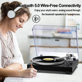 Angels Horn H003-BK Bluetooth Turntable Vinyl Record Player (Piano Black)