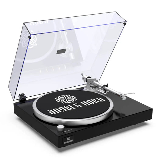 Angels Horn H003-BK Bluetooth Turntable Vinyl Record Player (Piano Black)