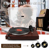 Angels Horn H003-OR Bluetooth Turntable Vinyl Record Player (Red Brown)