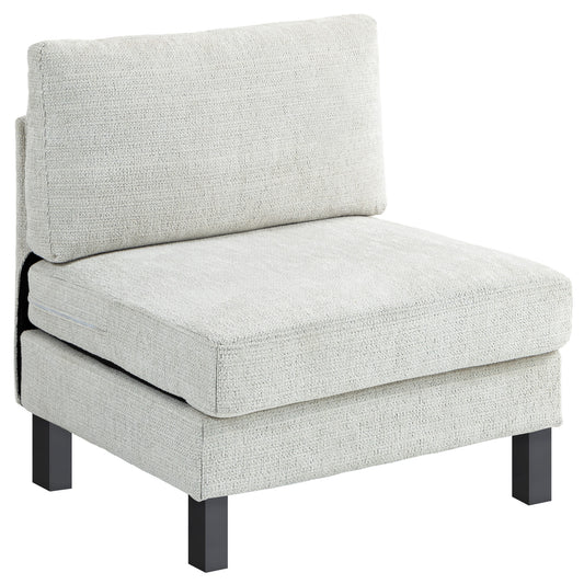 HOMCOM Modern Accent Chair for Living Room, Fabric Middle Module for Modular Sectional Sofa with Thick Cushion, Cream White