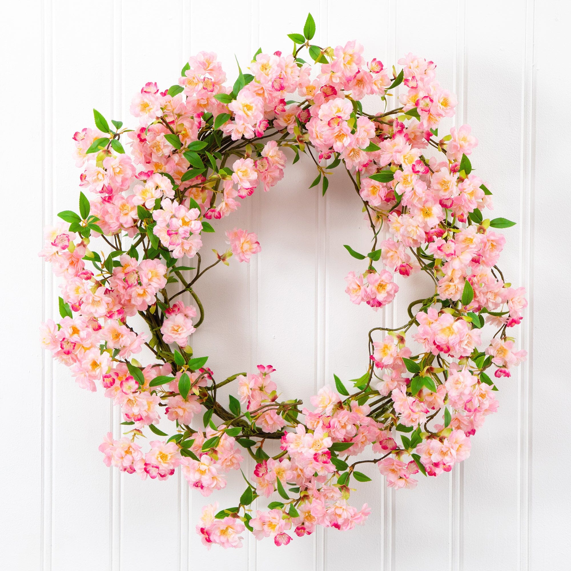 30” Artificial Pink Cherry Blossom Wreath