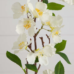 38" Artificial White Blossom Flower Stems - Set of 3