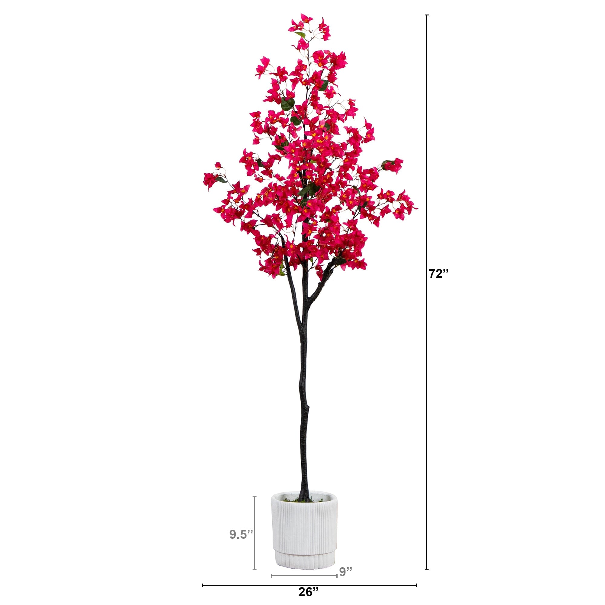 6’ Artificial Bougainvillea Tree with White Decorative Planter