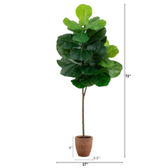 6’ Artificial Giant Leaf Fiddle Leaf Fig Tree in Decorative Planter with Real Touch Leaves