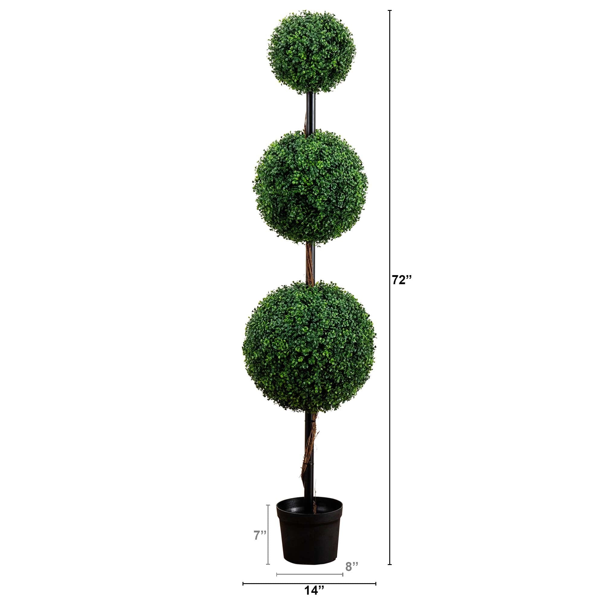 6’ Artificial Triple Ball Boxwood Topiary Tree (Indoor/Outdoor)