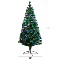 6' Pre-Lit Fiber Optic Artificial Christmas Tree with 220 Colorful LED and Remote Control Show