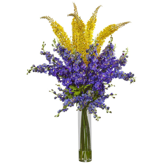 Delphinium & Foxtail Silk Floral Arrangement