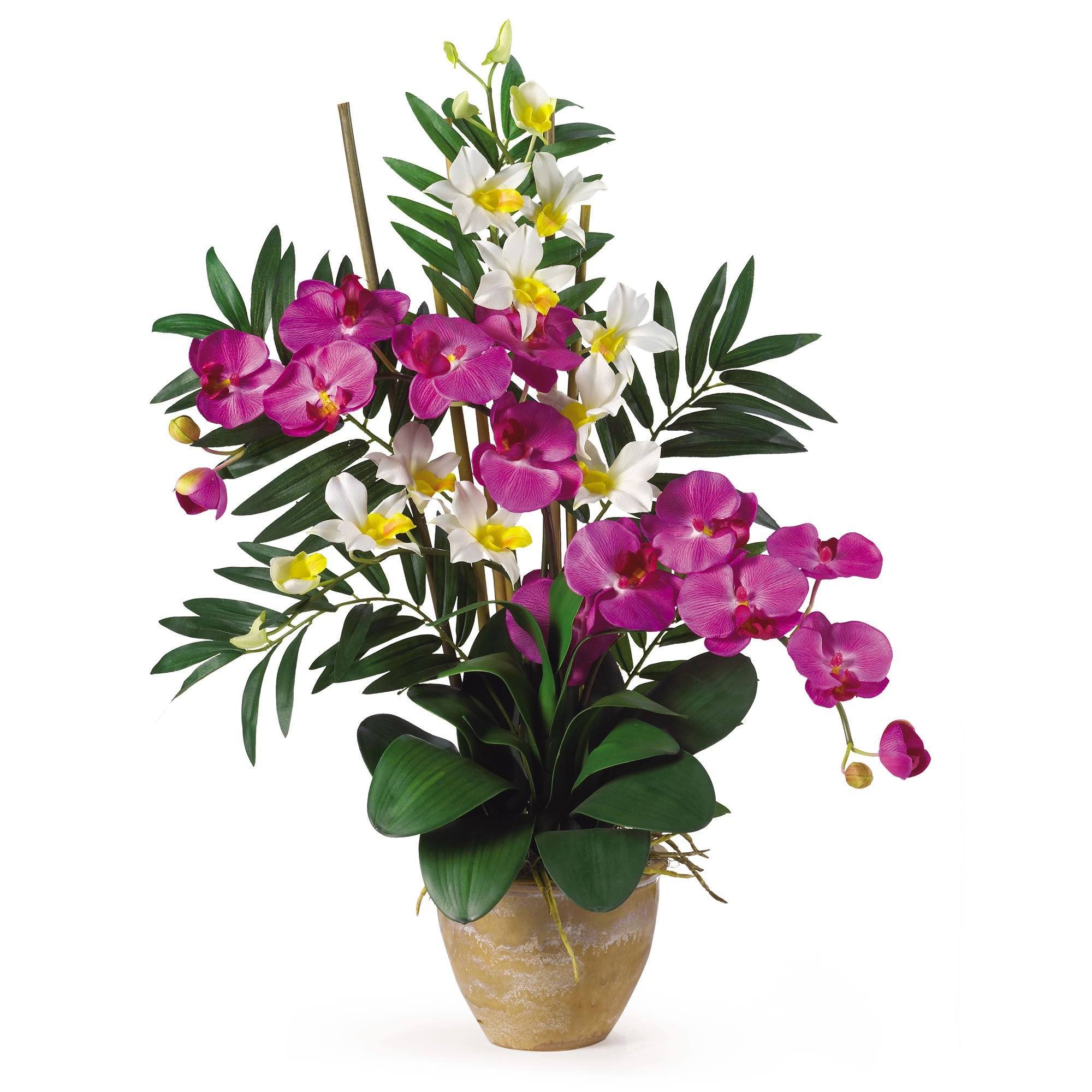 Double Phal/Dendrobium Silk Flower Arrangement