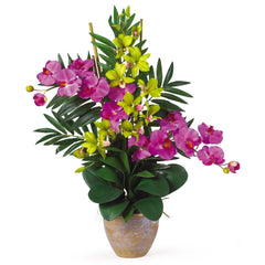 Double Phal/Dendrobium Silk Flower Arrangement