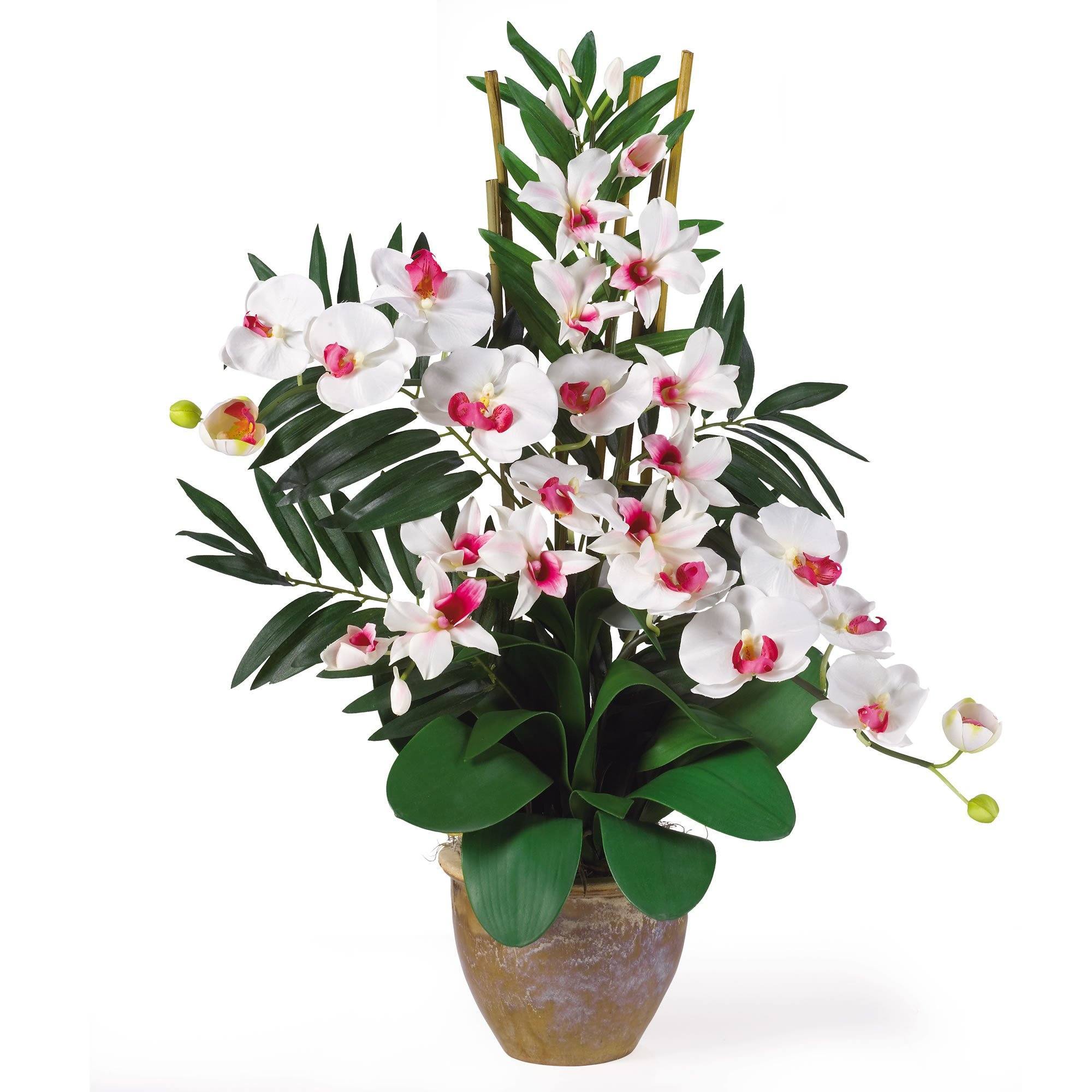 Double Phal/Dendrobium Silk Flower Arrangement