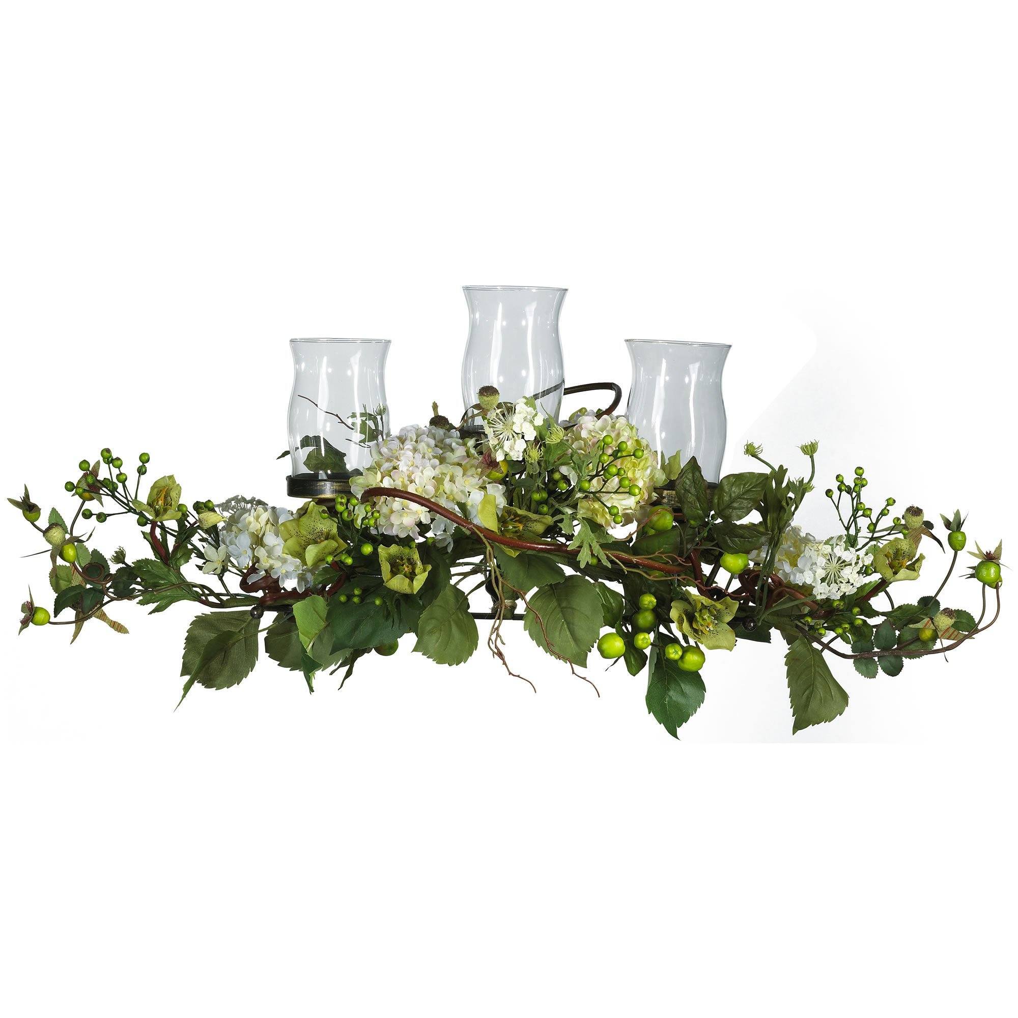 Hydrangea Triple Candle Holder Centerpiece