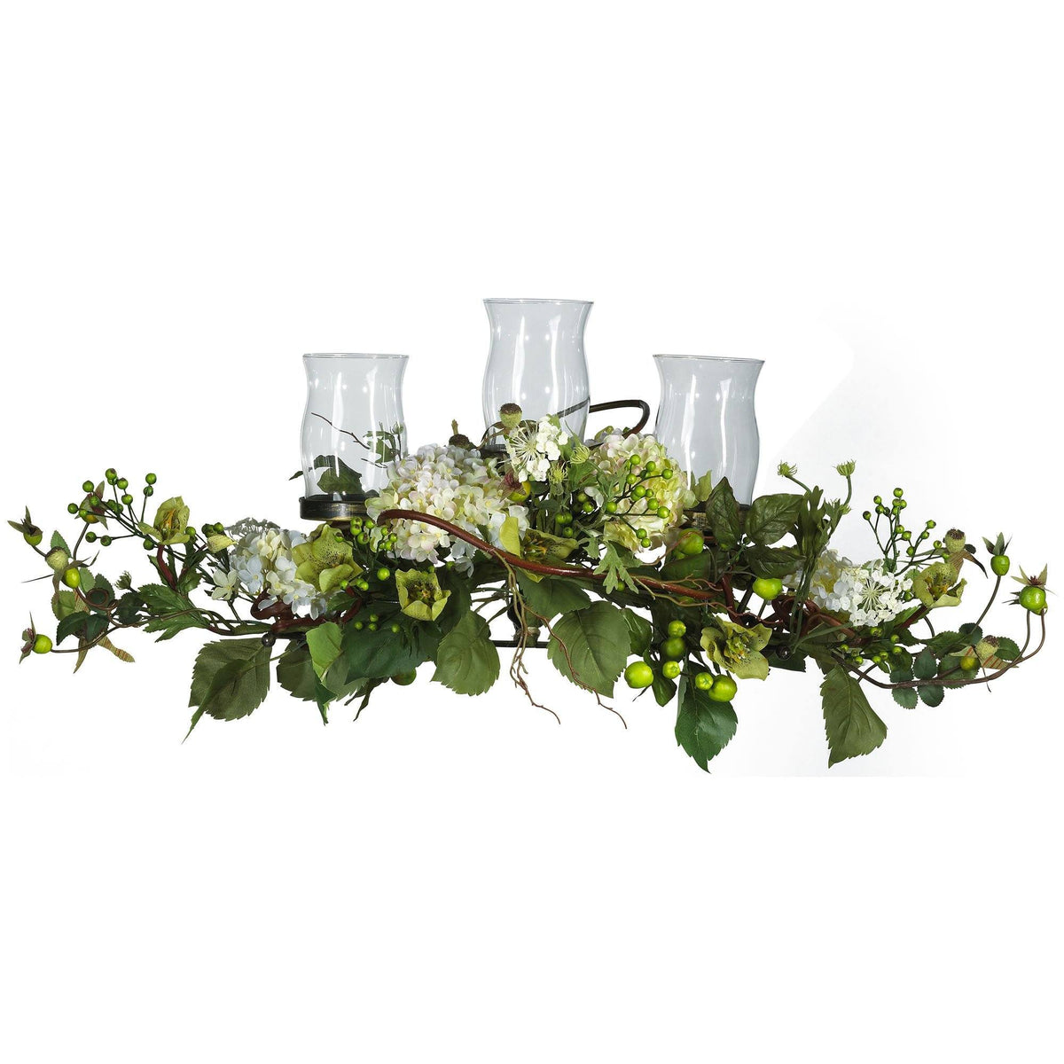 Hydrangea Triple Candle Holder Centerpiece