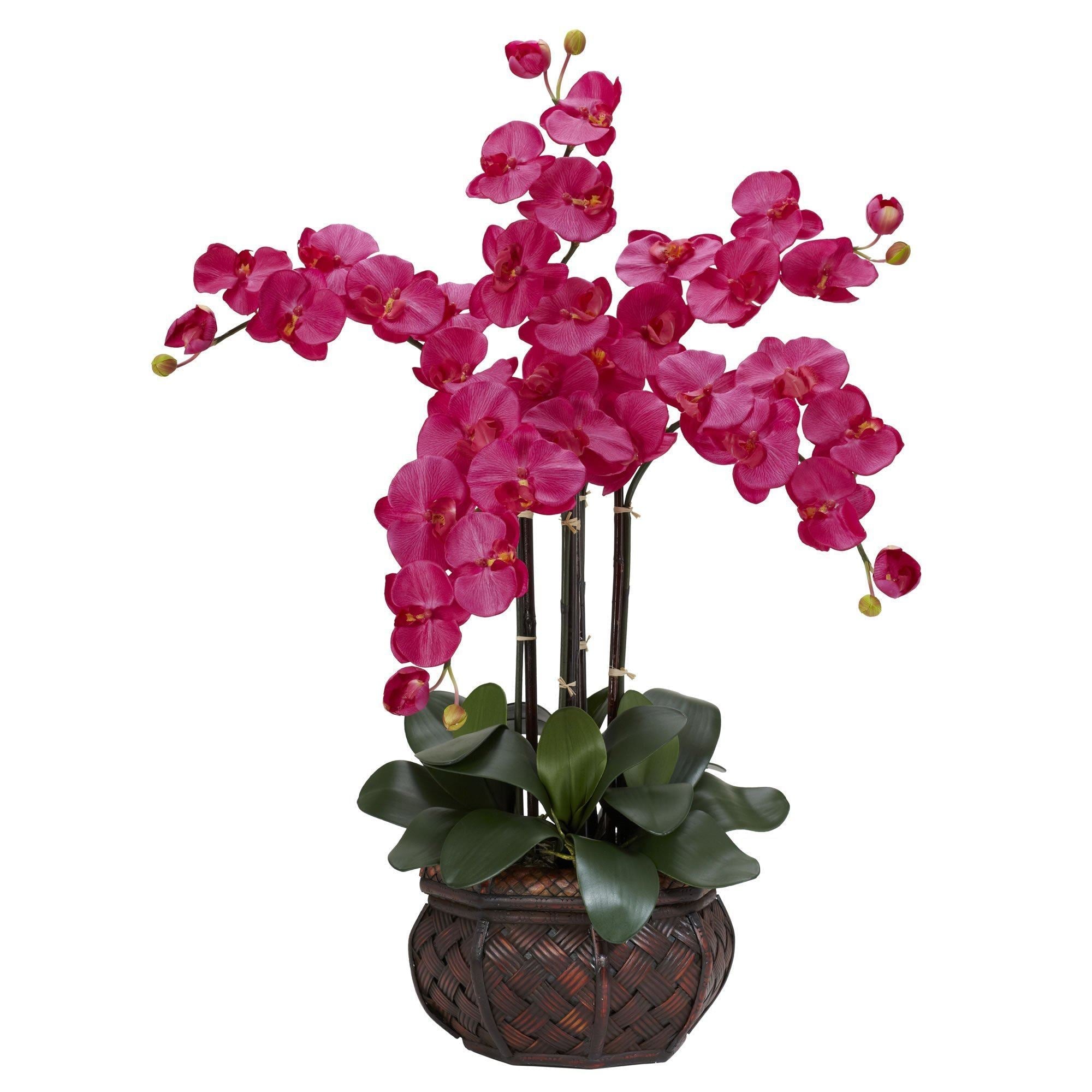 Phalaenopsis w/Decorative Vase Silk Flower Arrangement