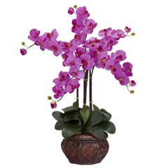 Phalaenopsis w/Decorative Vase Silk Flower Arrangement