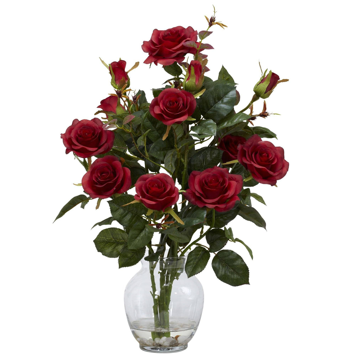 Rose Bush w/Vase Silk Flower Arrangement