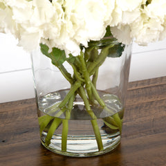 Signature Collection 18” Blooming Hydrangea Artificial Arrangement in Glass Vase