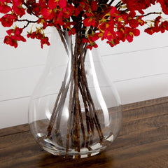 Signature Collection 27” Giant Cherry Blossom Artificial Arrangement in Glass Vase