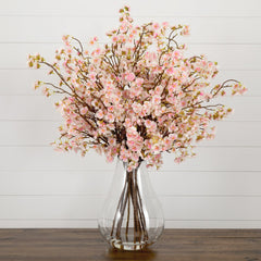 Signature Collection 27” Giant Cherry Blossom Artificial Arrangement in Glass Vase