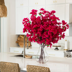 Signature Collection 41” Giant Bougainvillea Artificial Arrangement in Glass Vase