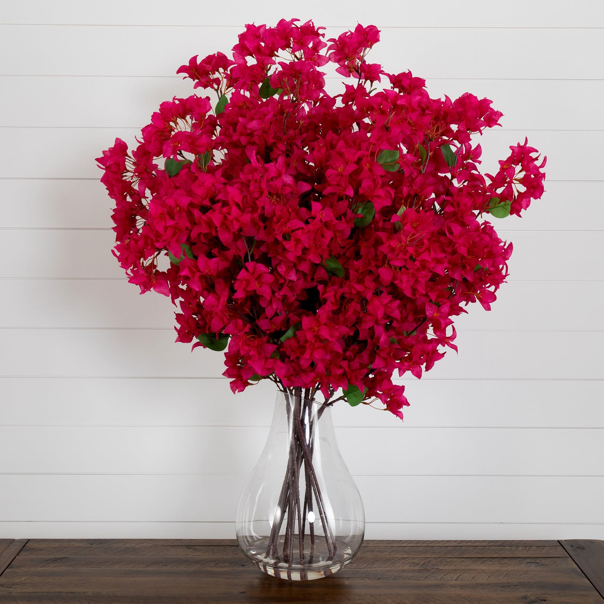 Signature Collection 41” Giant Bougainvillea Artificial Arrangement in Glass Vase